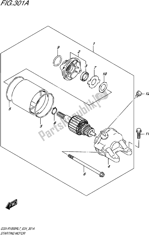 All parts for the Starting Motor of the Suzuki Gsx-r 1000R 2017