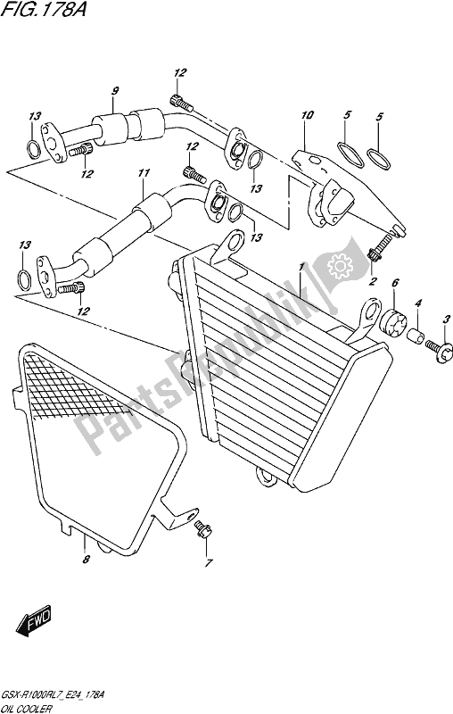 All parts for the Oil Cooler of the Suzuki Gsx-r 1000 RZ 2017