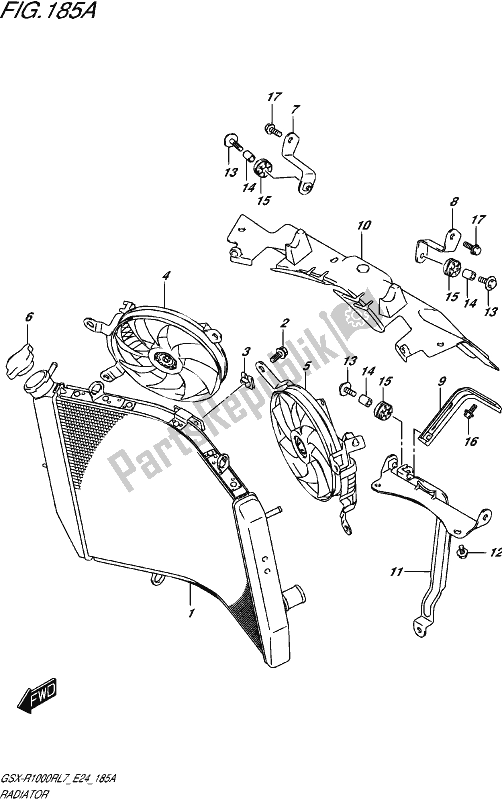 All parts for the Radiator of the Suzuki Gsx-r 1000 RZ 2017