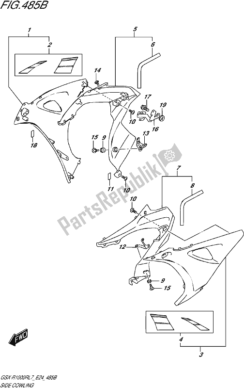 Todas las partes para Side Cowling (gsx-r1000rzl7 E24) de Suzuki Gsx-r 1000 RZ 2017