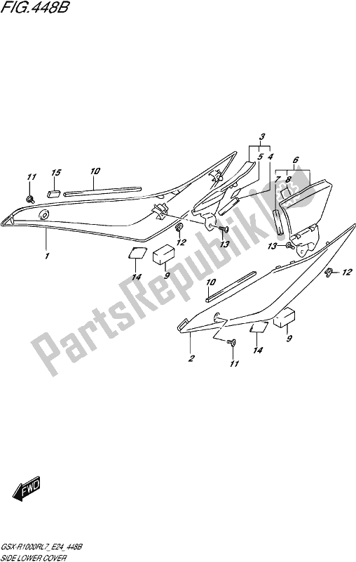 All parts for the Side Lower Cover (gsx-r1000rzl7 E24) of the Suzuki Gsx-r 1000 RZ 2017