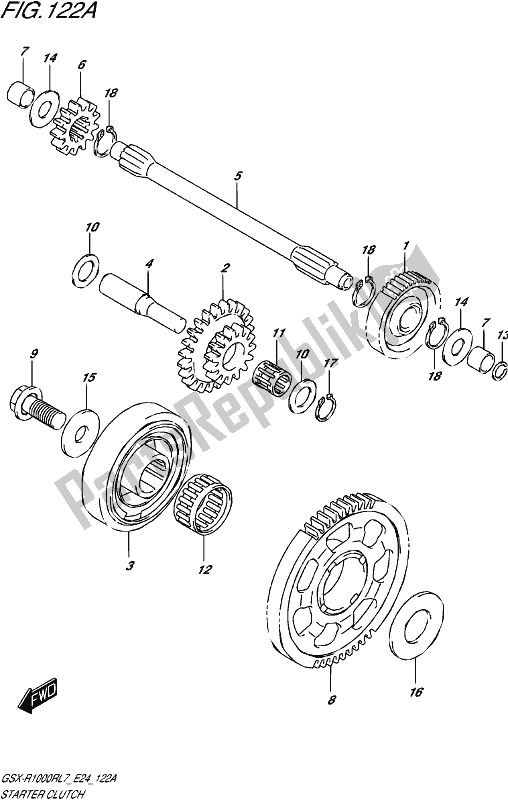 All parts for the Starter Clutch of the Suzuki Gsx-r 1000 RZ 2017