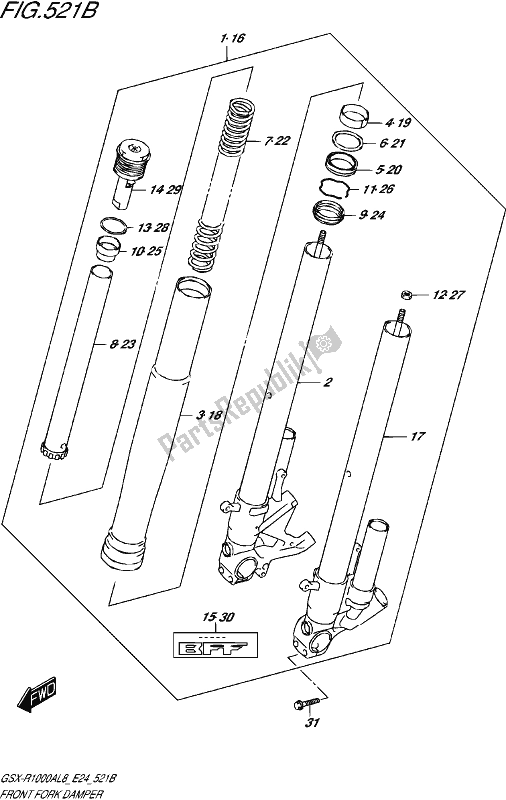 Todas las partes para Front Fork Damper (gsx-r1000rzal8 E24) de Suzuki Gsx-r 1000 RZ 2018