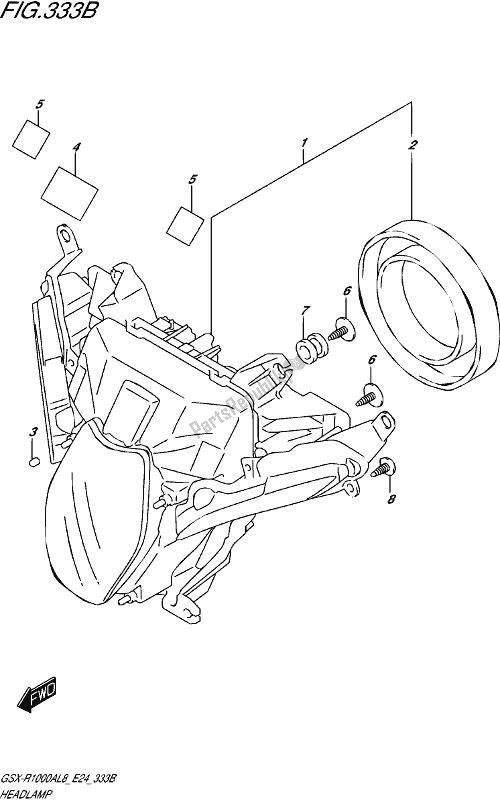 All parts for the Headlamp (gsx-r1000rzal8 E24) of the Suzuki Gsx-r 1000 RZ 2018