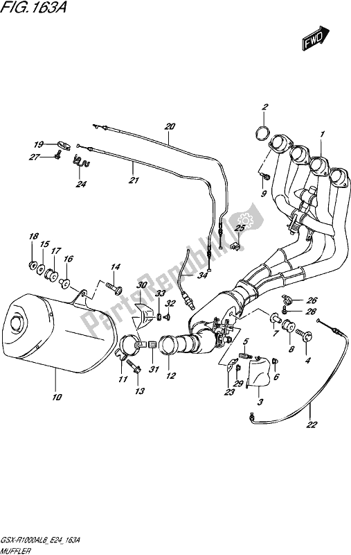 All parts for the Muffler of the Suzuki Gsx-r 1000 RZ 2018