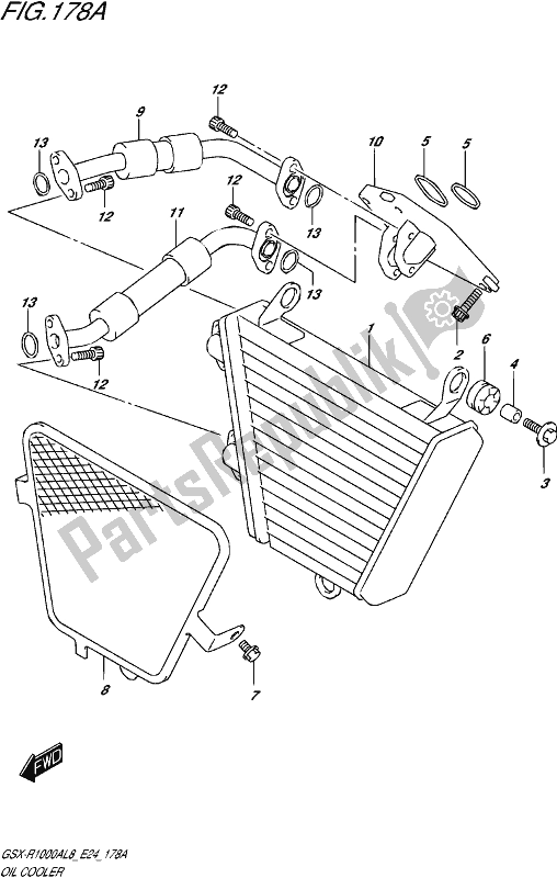 All parts for the Oil Cooler of the Suzuki Gsx-r 1000 RZ 2018