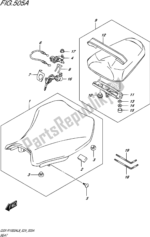 All parts for the Seat of the Suzuki Gsx-r 1000 RZ 2018