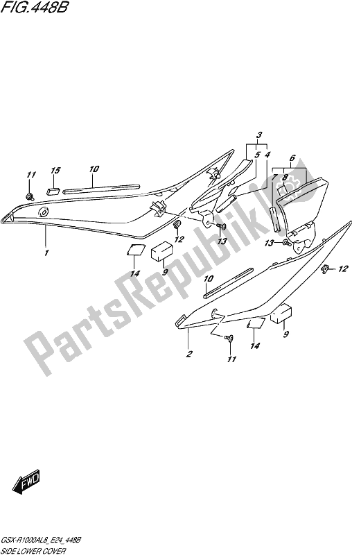 Tutte le parti per il Side Lower Cover (gsx-r1000rzal8 E24) del Suzuki Gsx-r 1000 RZ 2018