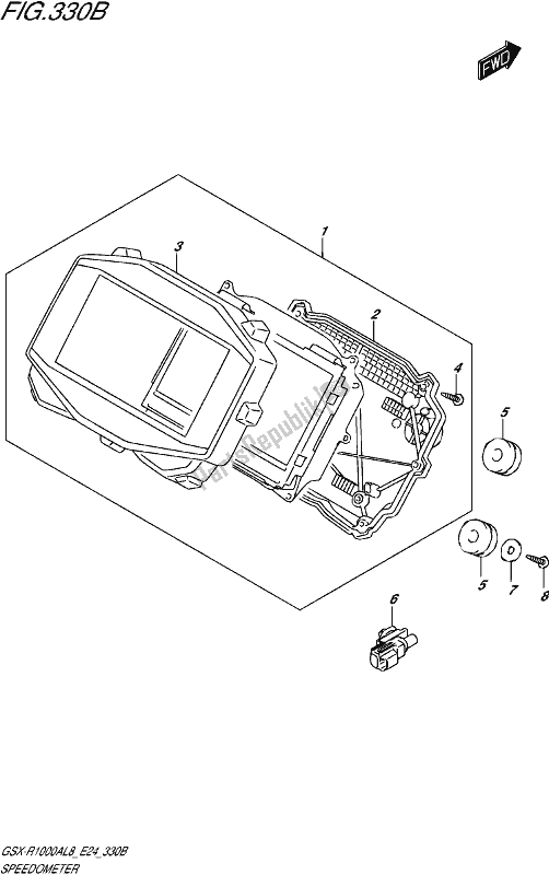 All parts for the Speedometer (gsx-r1000rzal8 E24) of the Suzuki Gsx-r 1000 RZ 2018