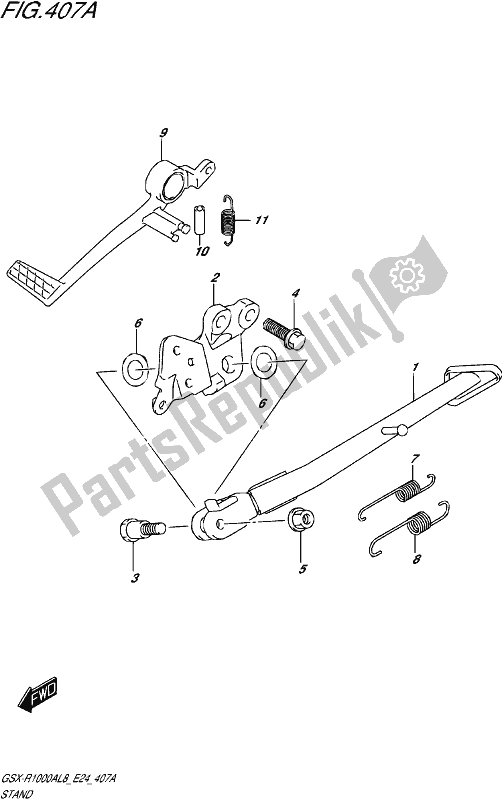 All parts for the Stand of the Suzuki Gsx-r 1000 RZ 2018