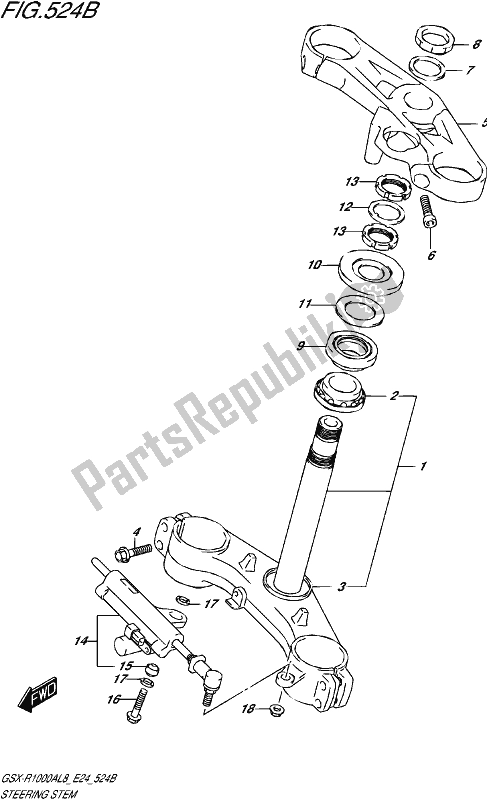 All parts for the Steering Stem (gsx-r1000rzal8 E24) of the Suzuki Gsx-r 1000 RZ 2018