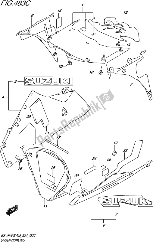 Todas as partes de Under Cowling (gsx-r1000rzal8 E24) do Suzuki Gsx-r 1000 RZ 2018