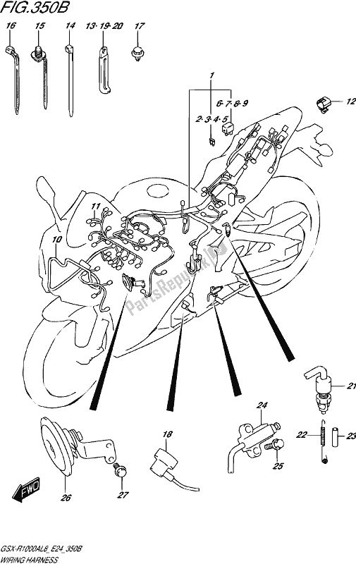 Tutte le parti per il Wiring Harness (gsx-r1000rzal8 E24) del Suzuki Gsx-r 1000 RZ 2018