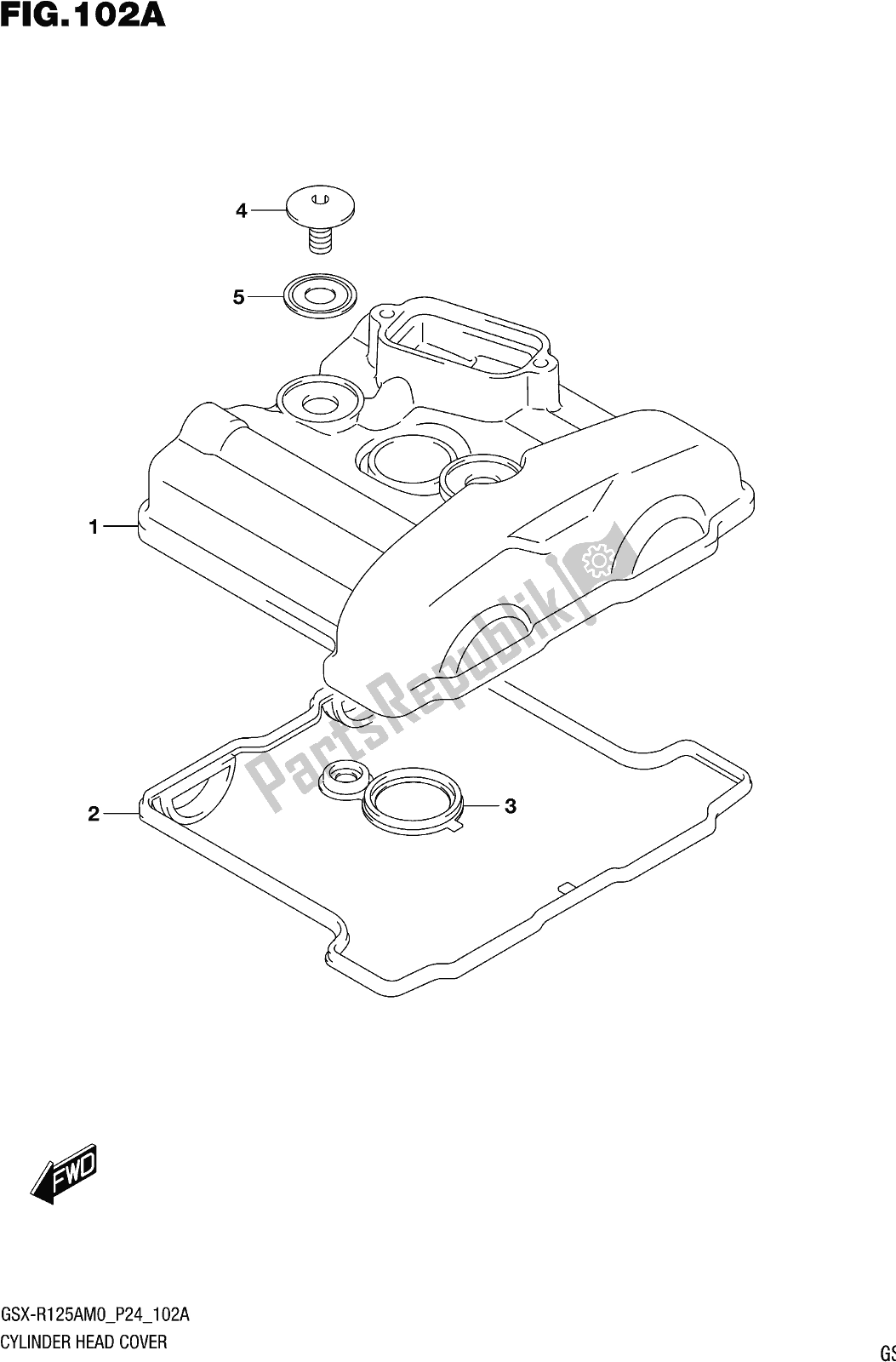 All parts for the Fig. 102a Cylinder Head Cover of the Suzuki Gsx-r 125A 2020