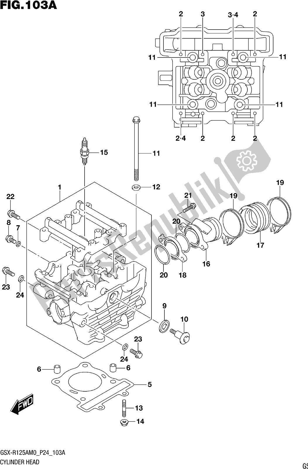 Toutes les pièces pour le Fig. 103a Cylinder Head du Suzuki Gsx-r 125A 2020