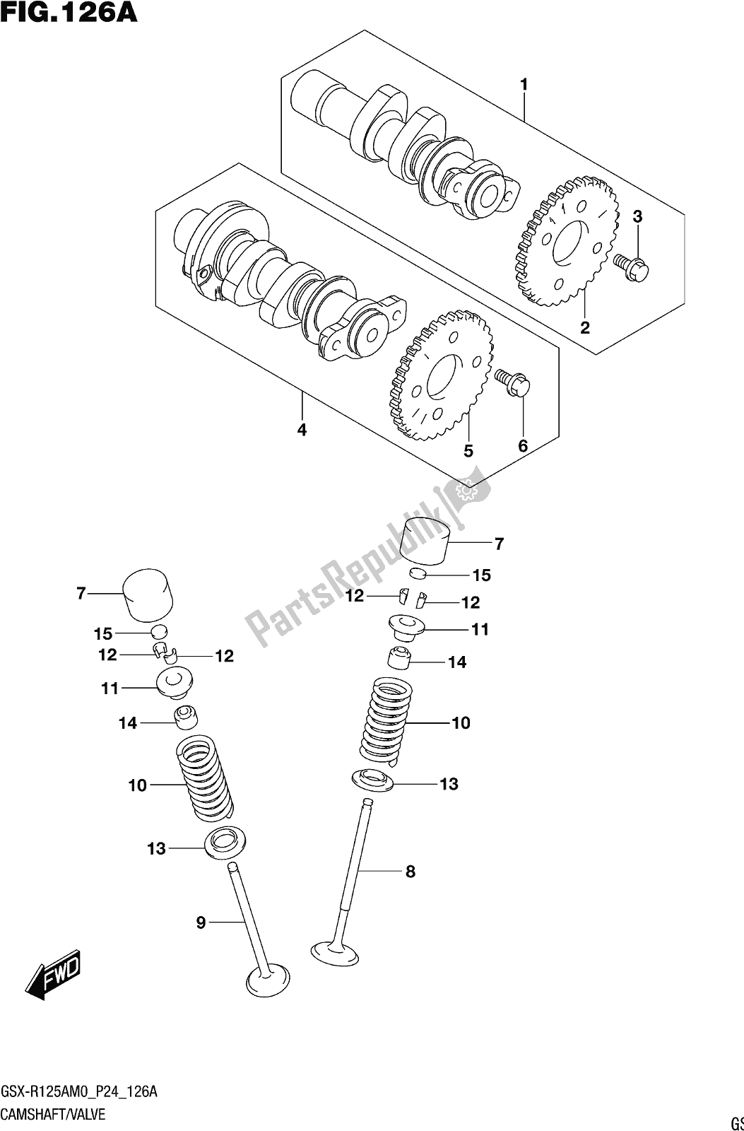 Tutte le parti per il Fig. 126a Camshaft/valve del Suzuki Gsx-r 125A 2020