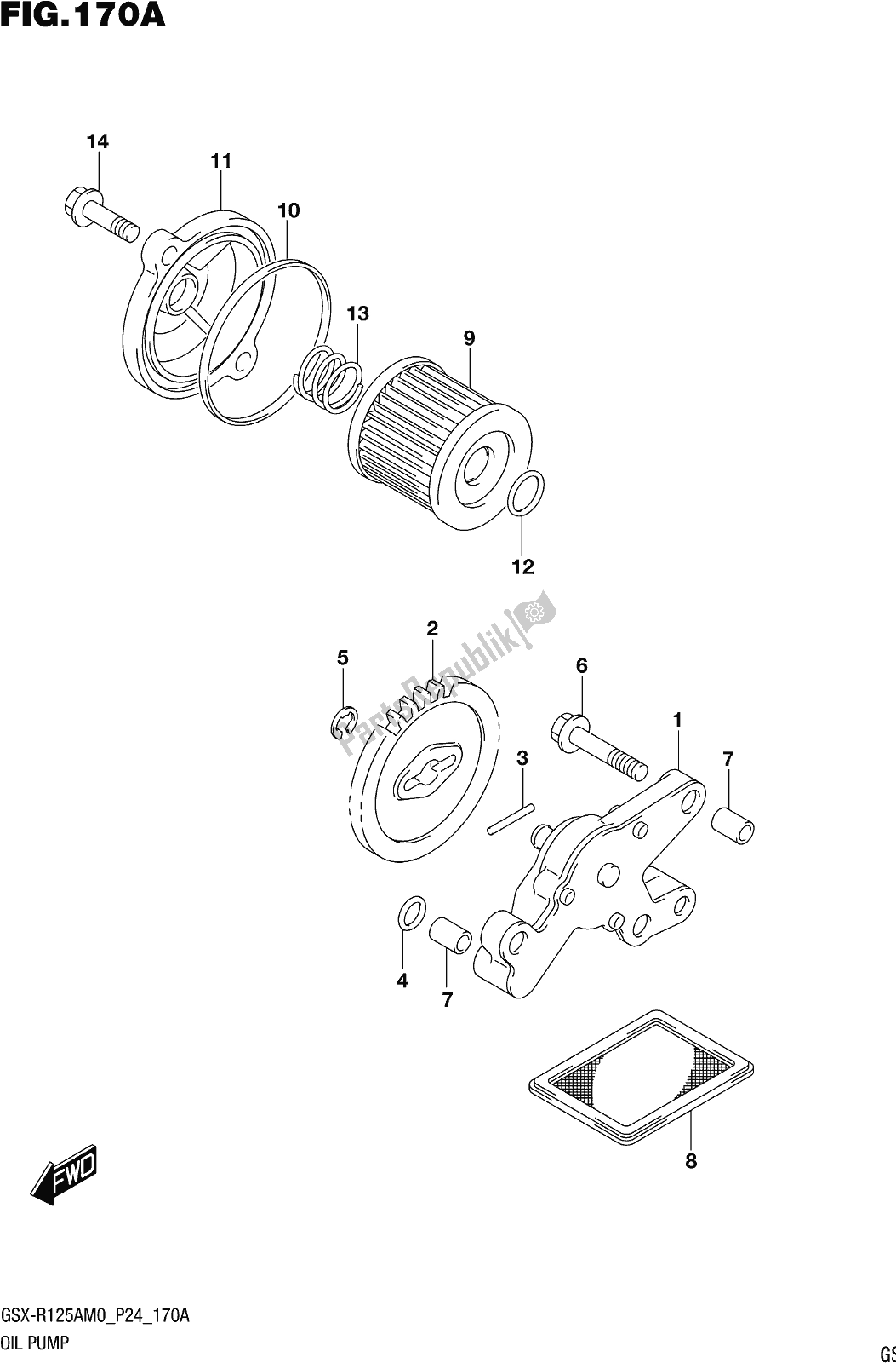 Tutte le parti per il Fig. 170a Oil Pump del Suzuki Gsx-r 125A 2020