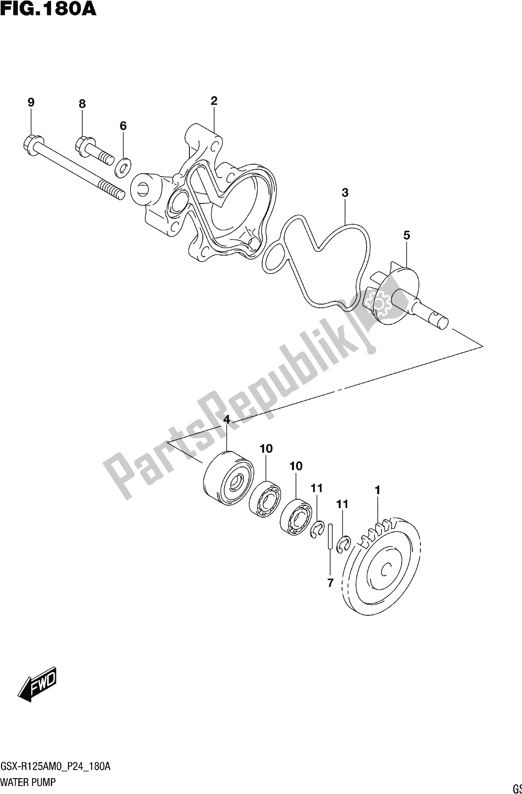 Tutte le parti per il Fig. 180a Water Pump del Suzuki Gsx-r 125A 2020