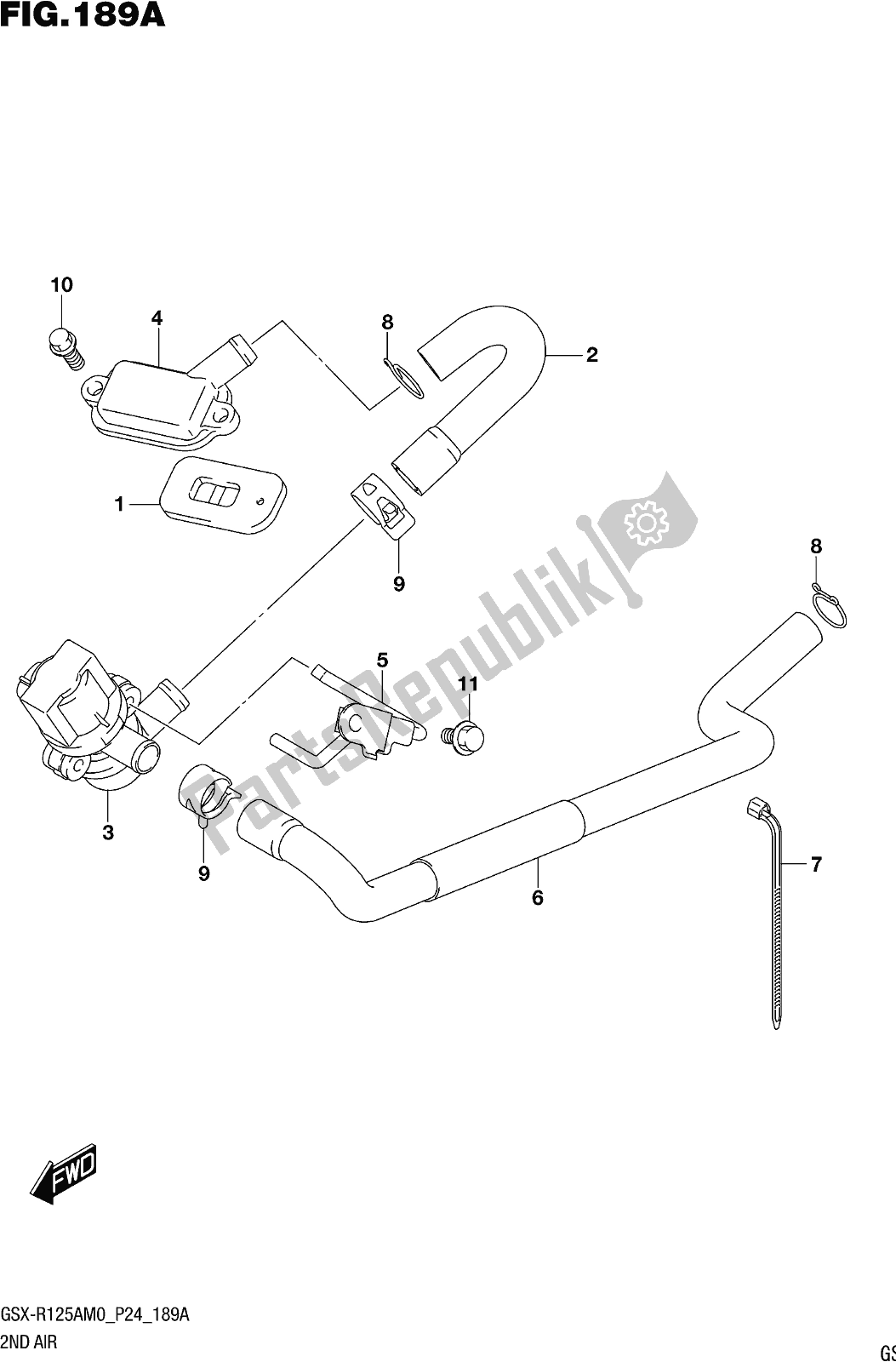 All parts for the Fig. 189a 2nd Air of the Suzuki Gsx-r 125A 2020