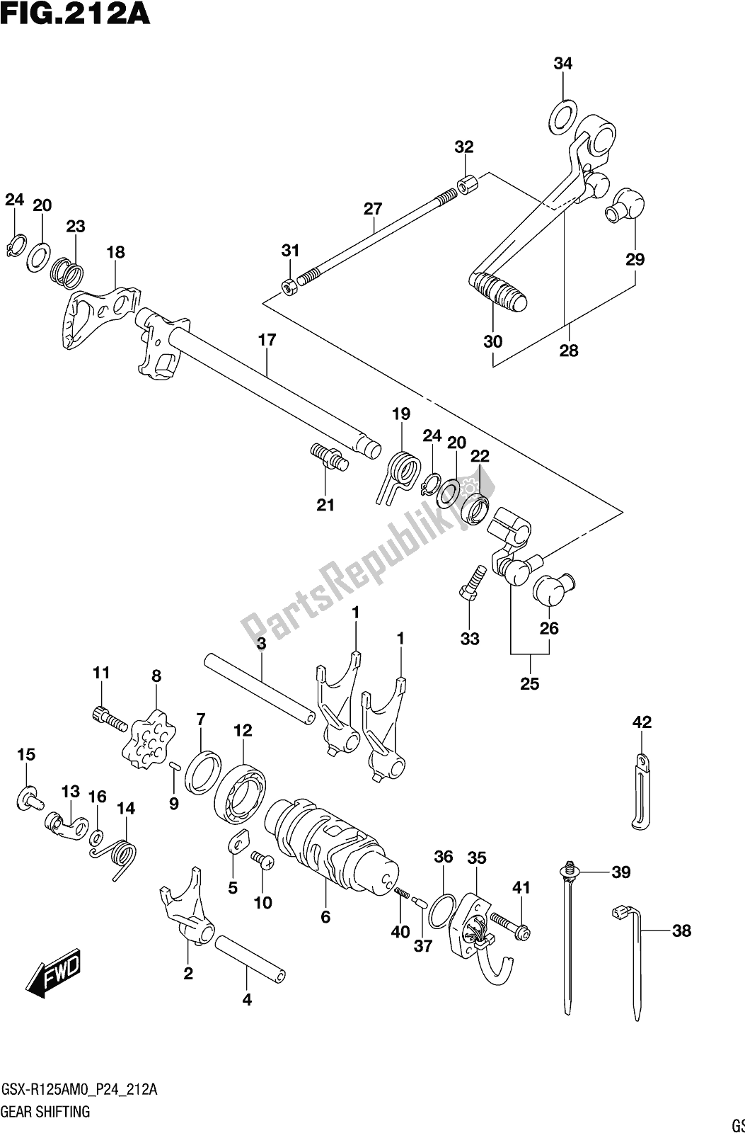 All parts for the Fig. 212a Gear Shifting of the Suzuki Gsx-r 125A 2020