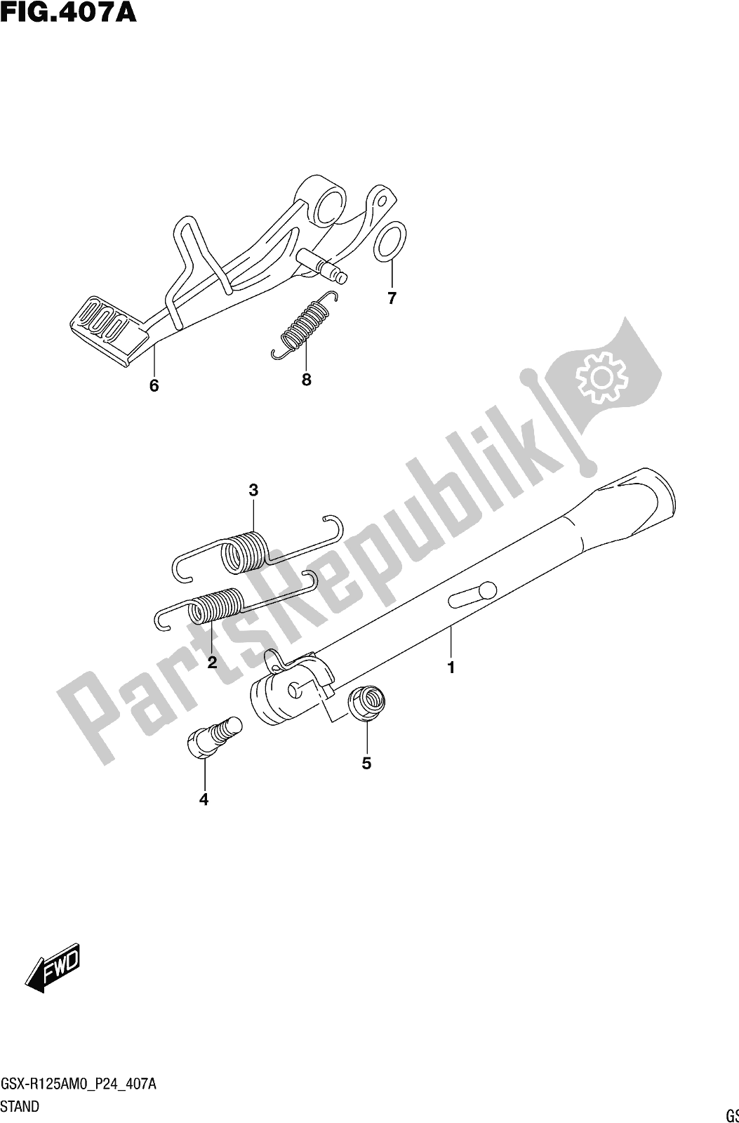 All parts for the Fig. 407a Stand of the Suzuki Gsx-r 125A 2020