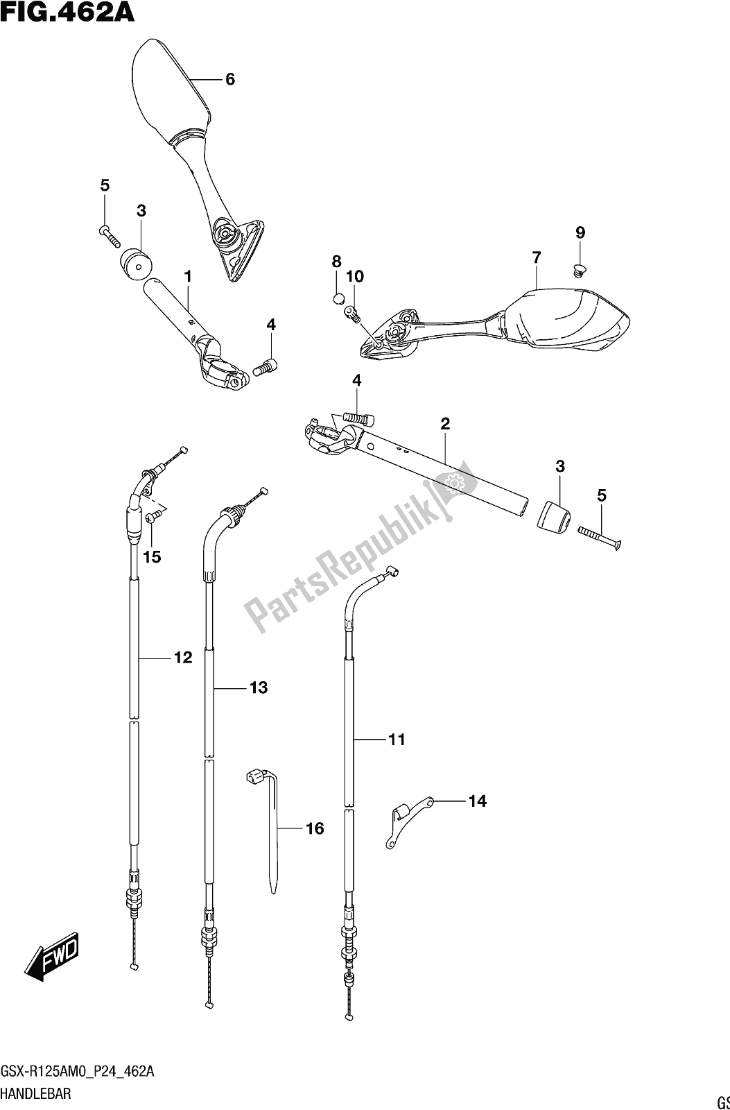 All parts for the Fig. 462a Handlebar of the Suzuki Gsx-r 125A 2020