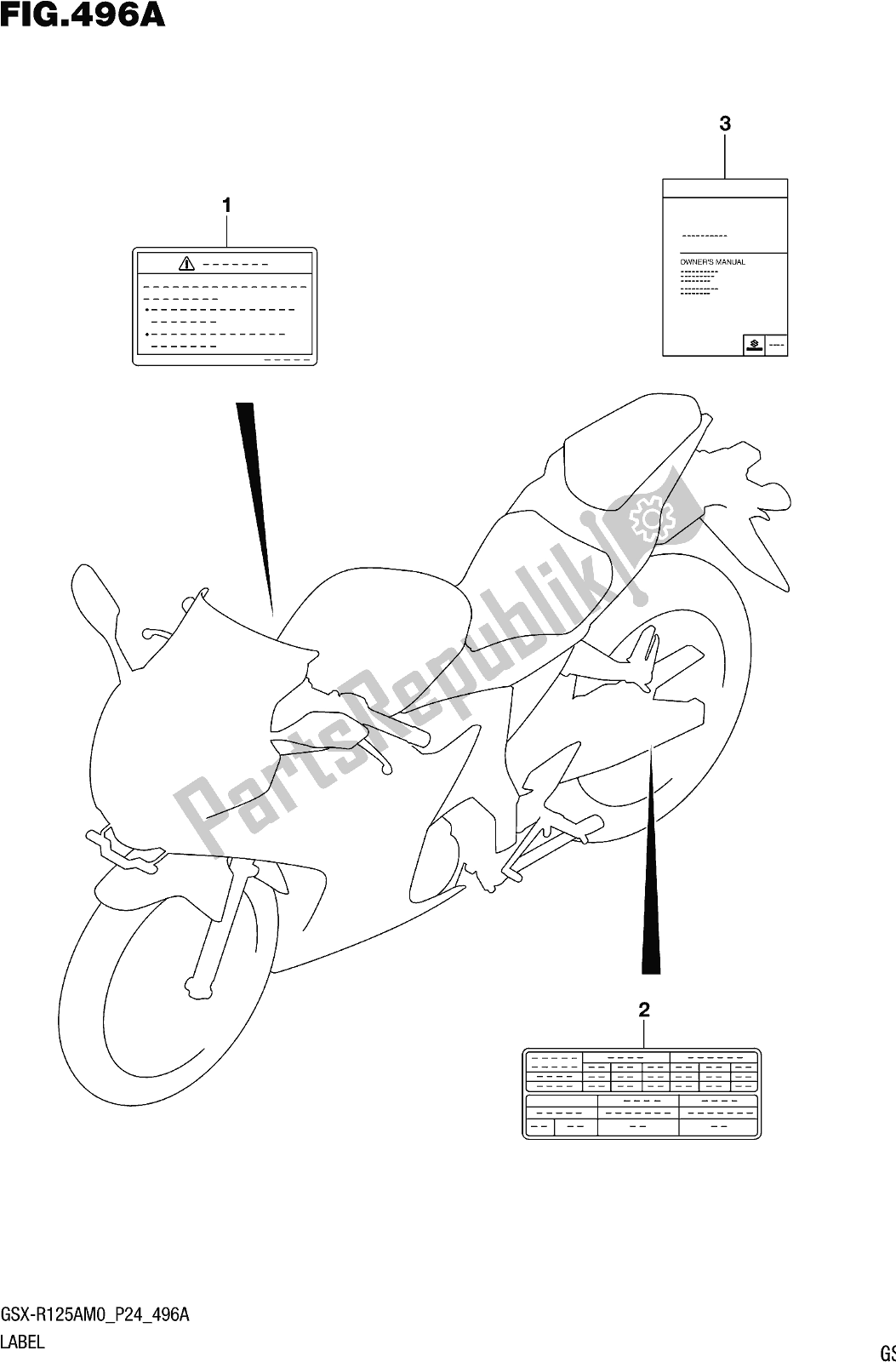 Tutte le parti per il Fig. 496a Label del Suzuki Gsx-r 125A 2020