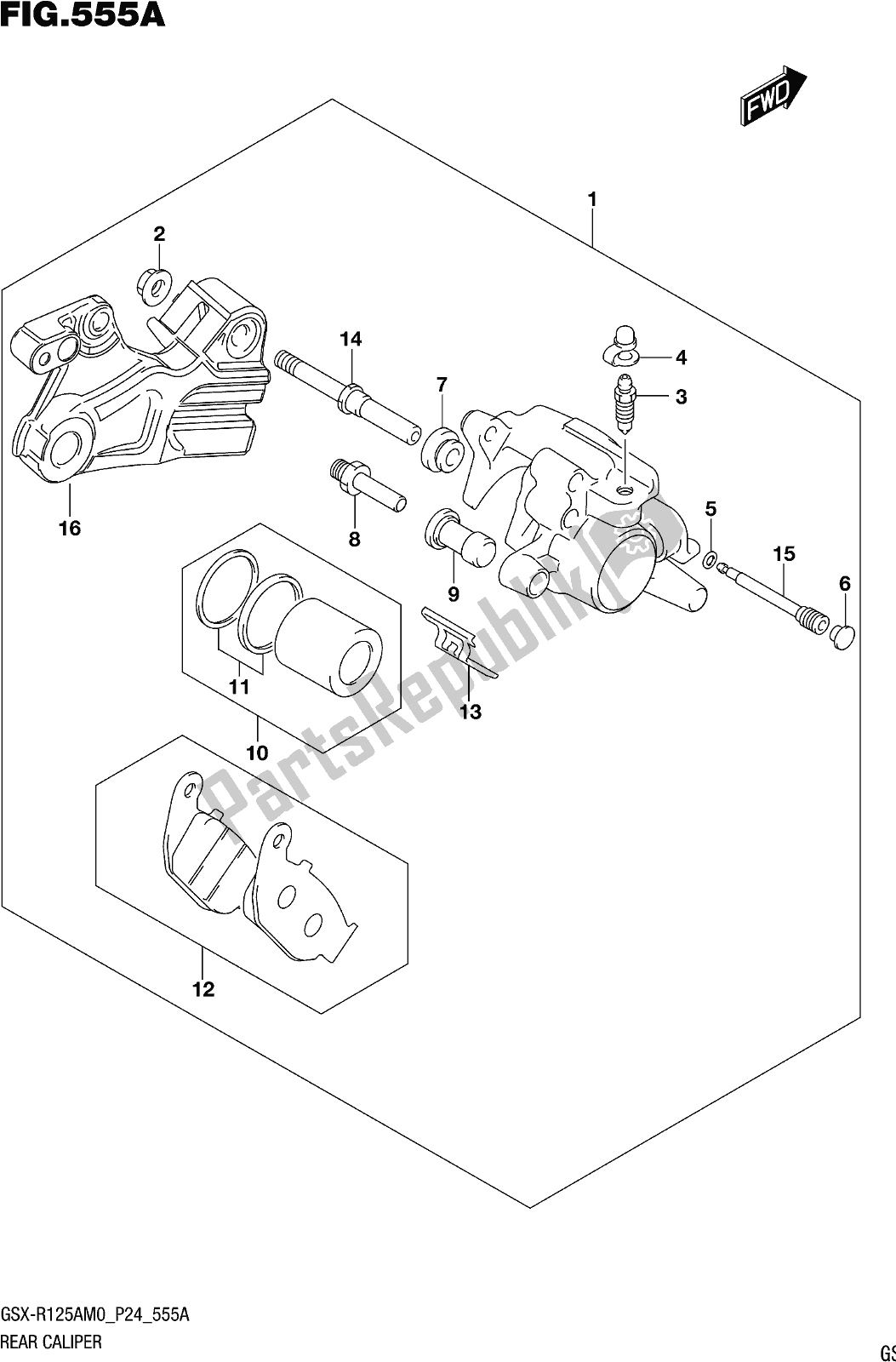 Tutte le parti per il Fig. 555a Rear Caliper del Suzuki Gsx-r 125A 2020