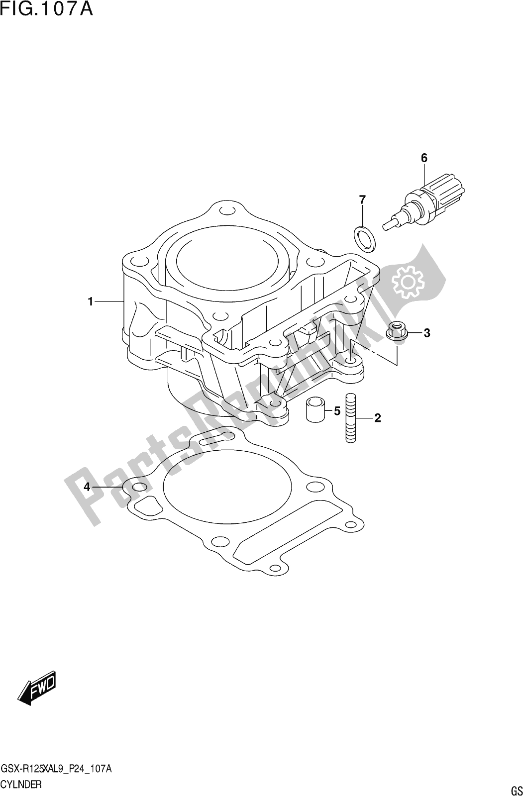 Tutte le parti per il Fig. 107a Cylinder del Suzuki Gsx-r 125 XA 2019