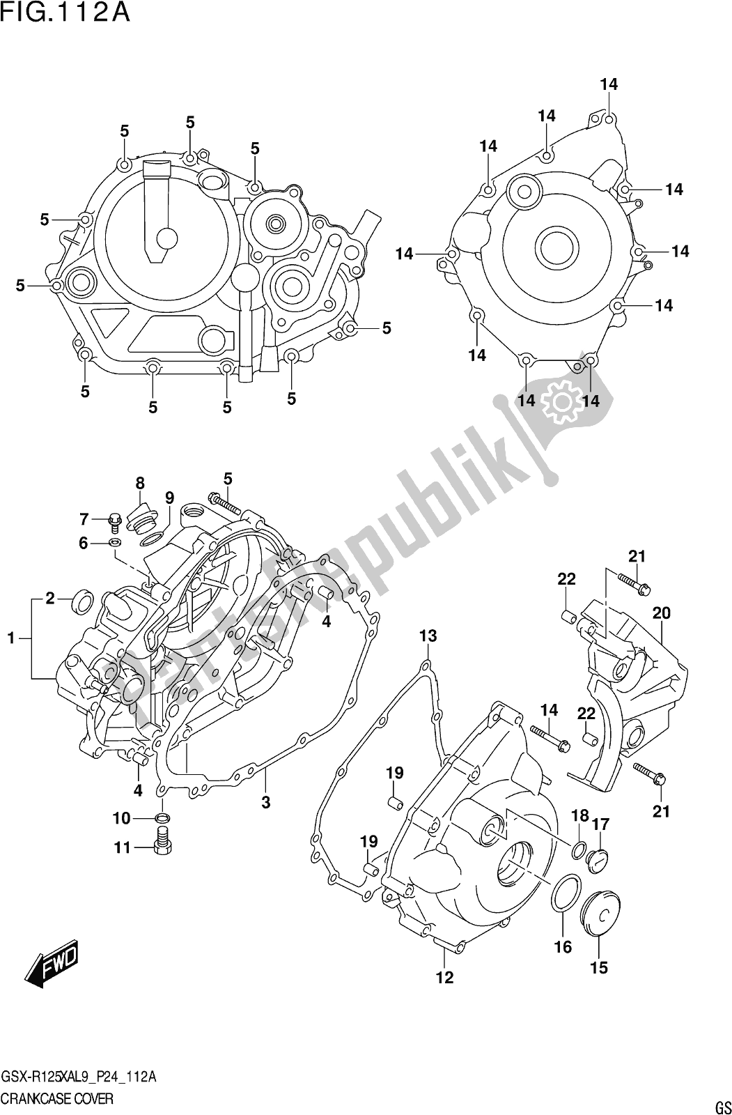 Wszystkie części do Fig. 112a Crankcase Cover Suzuki Gsx-r 125 XA 2019