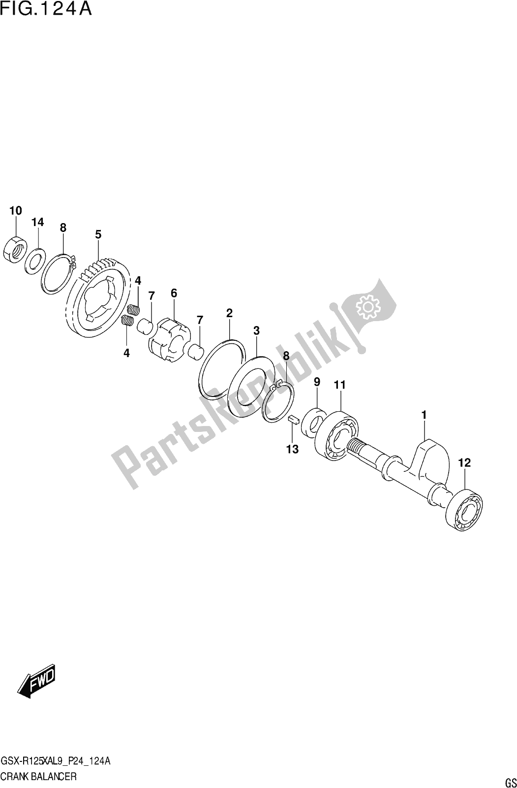 Todas las partes para Fig. 124a Crank Balancer de Suzuki Gsx-r 125 XA 2019