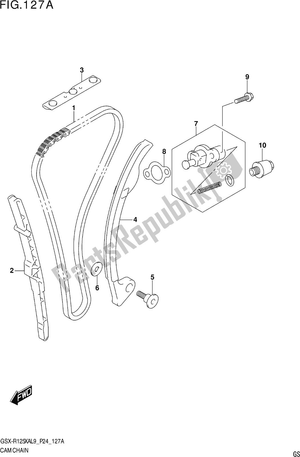 Tutte le parti per il Fig. 127a Cam Chain del Suzuki Gsx-r 125 XA 2019