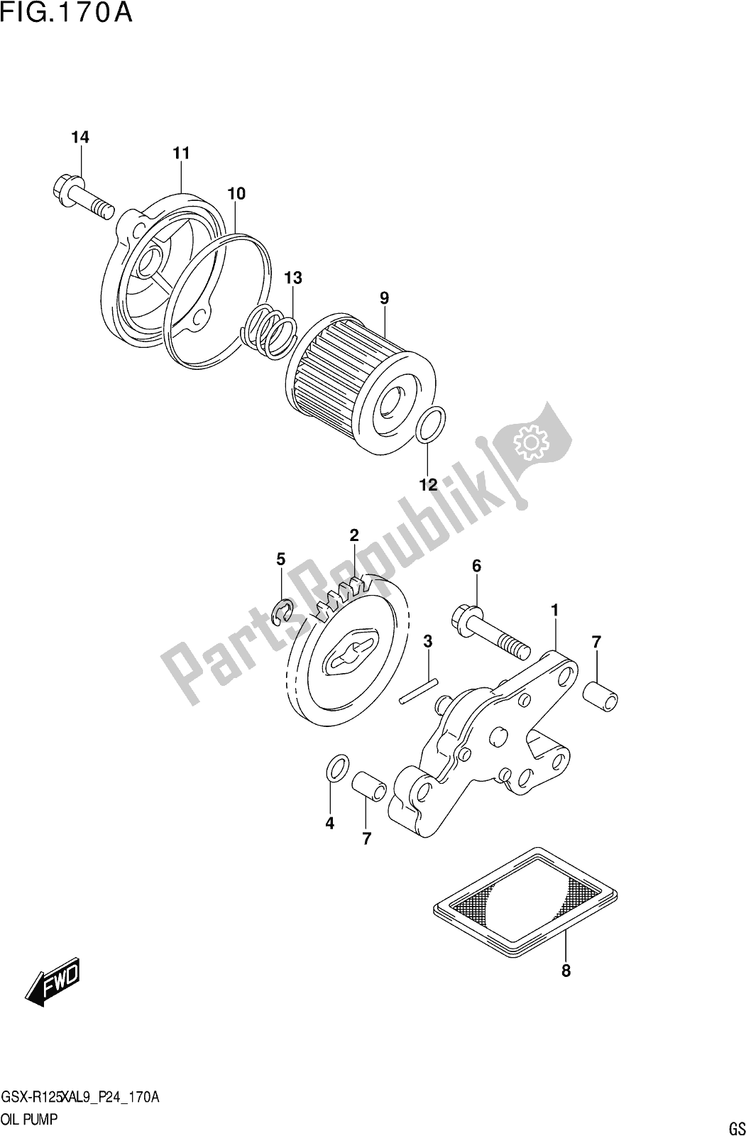 Tutte le parti per il Fig. 170a Oil Pump del Suzuki Gsx-r 125 XA 2019