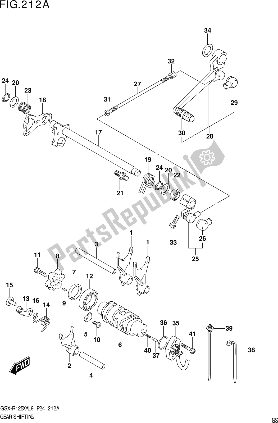 All parts for the Fig. 212a Gear Shifting of the Suzuki Gsx-r 125 XA 2019