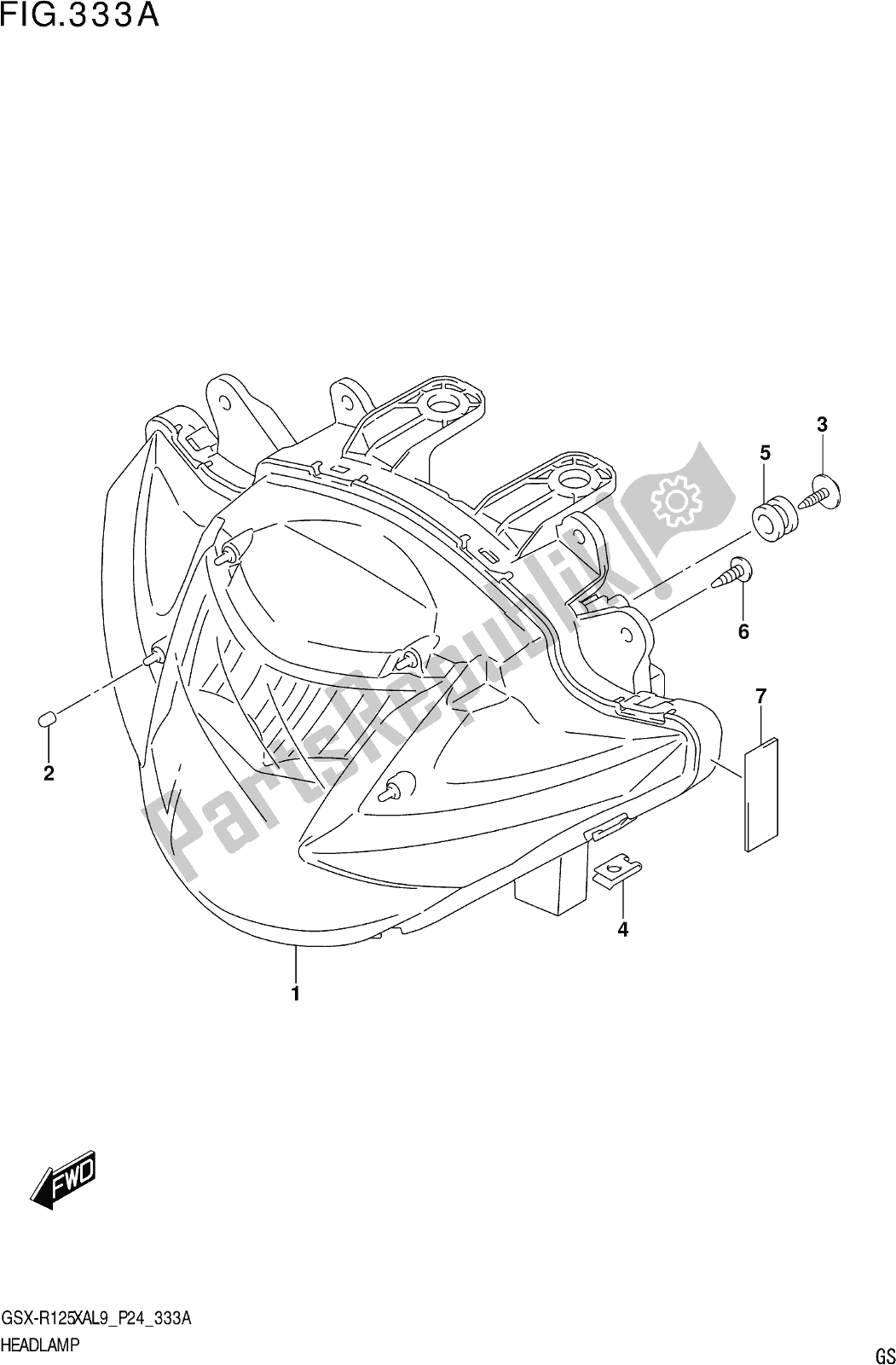 Tutte le parti per il Fig. 333a Headlamp del Suzuki Gsx-r 125 XA 2019