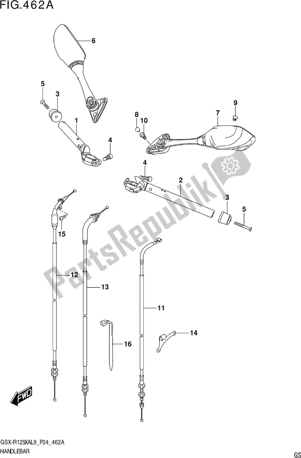 Tutte le parti per il Fig. 462a Handlebar del Suzuki Gsx-r 125 XA 2019