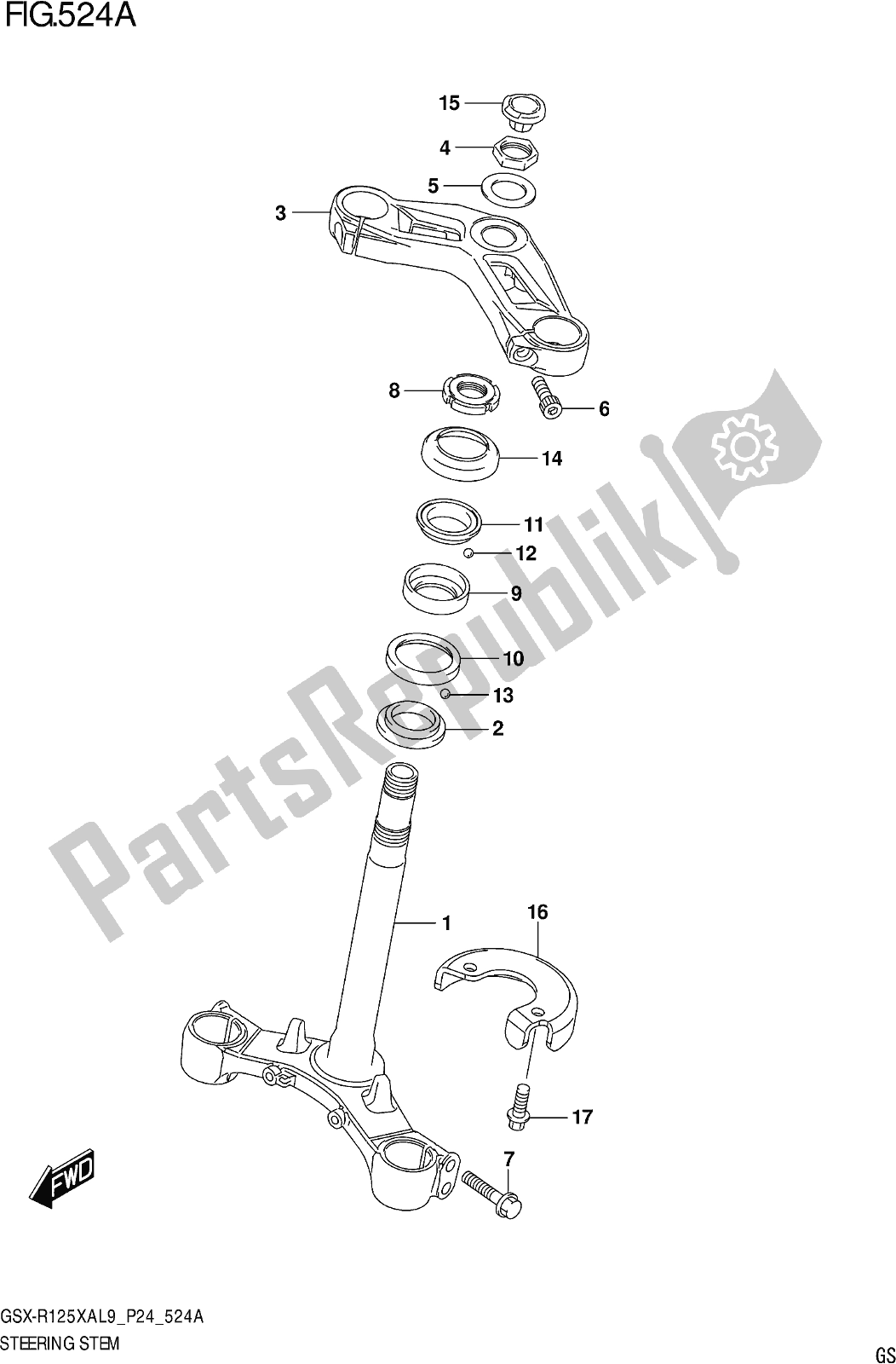 Alle onderdelen voor de Fig. 524a Steering Stem van de Suzuki Gsx-r 125 XA 2019