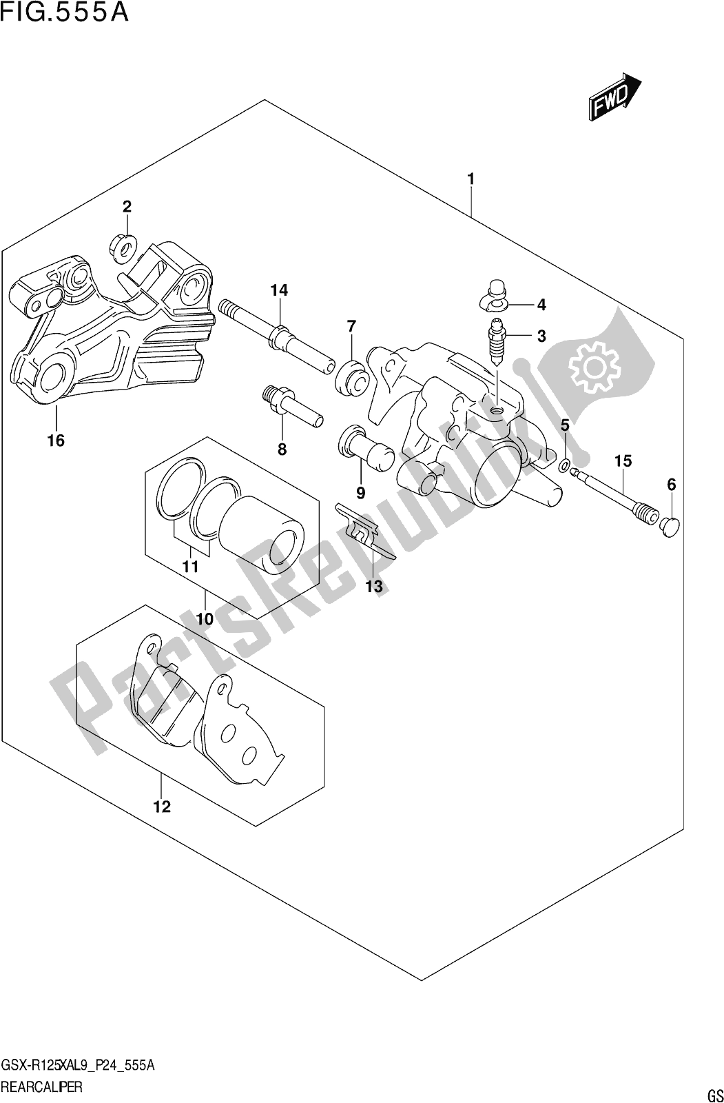 Tutte le parti per il Fig. 555a Rear Caliper del Suzuki Gsx-r 125 XA 2019