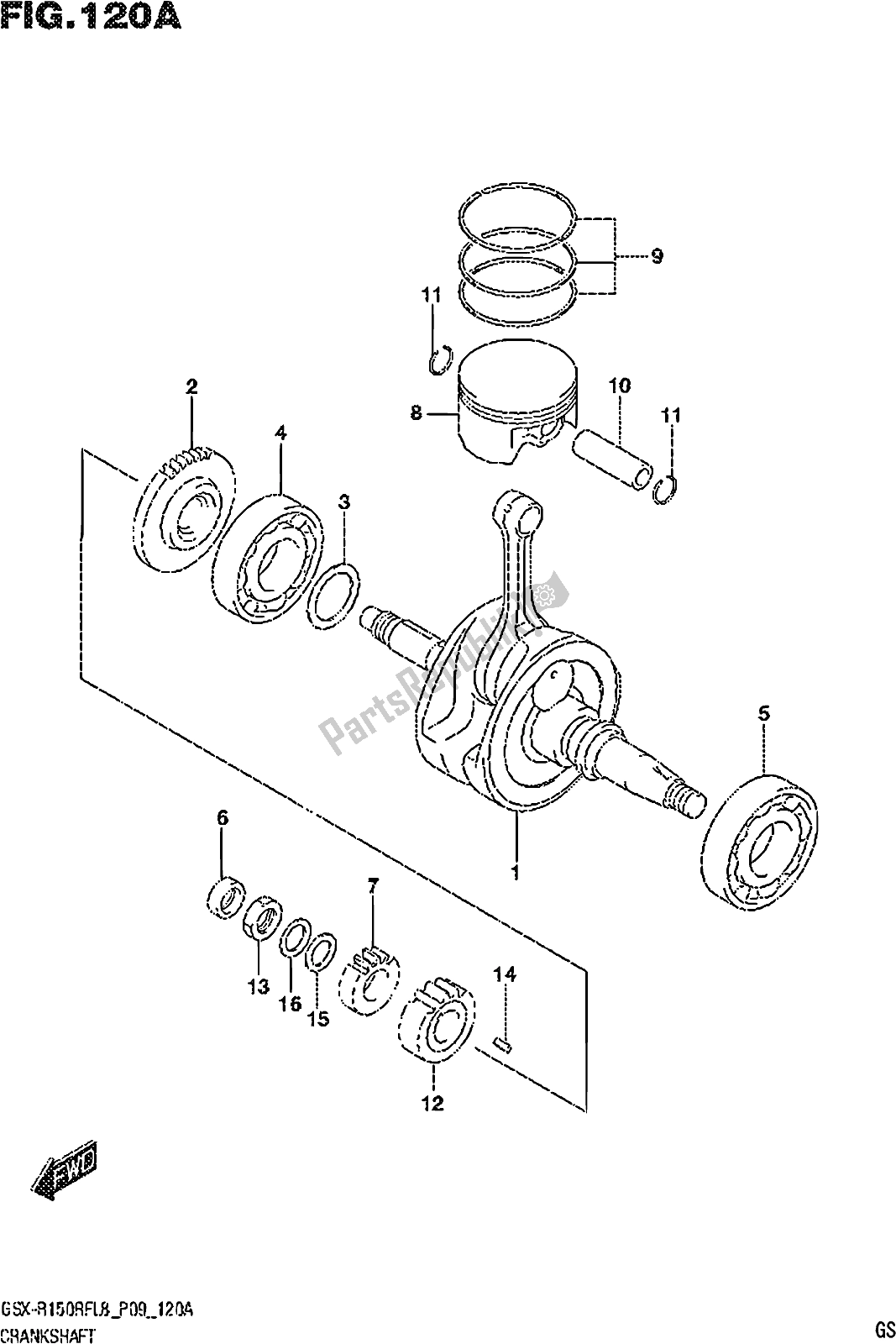 Todas las partes para Fig. 120a Crankshaft de Suzuki Gsx-r 150 RF 2018