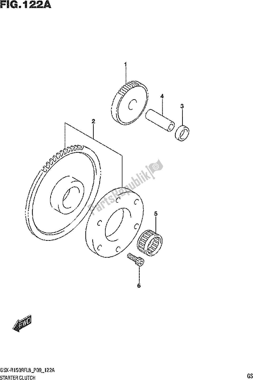 All parts for the Fig. 122a Starter Clutch of the Suzuki Gsx-r 150 RF 2018