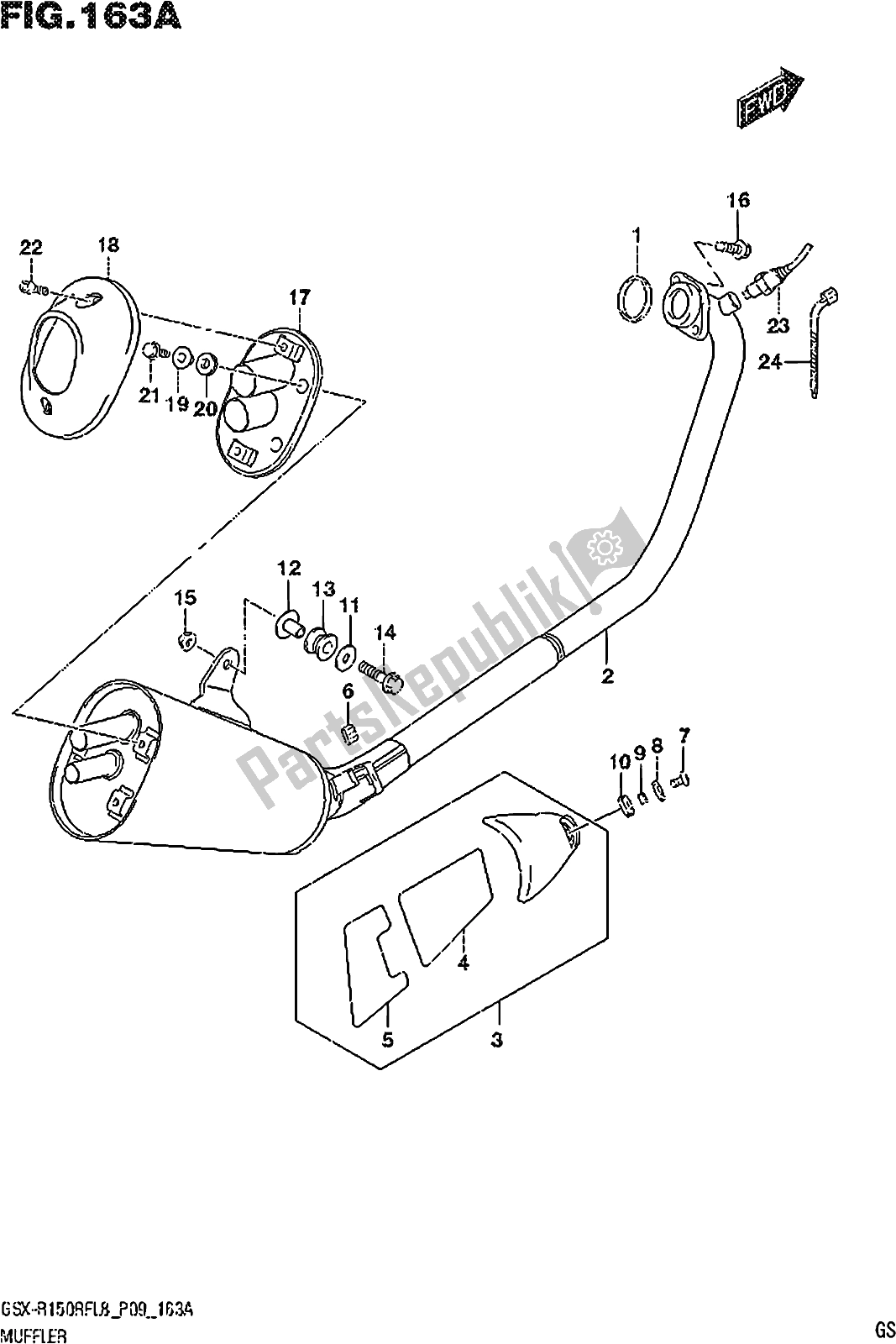 Todas las partes para Fig. 163a Muffler de Suzuki Gsx-r 150 RF 2018