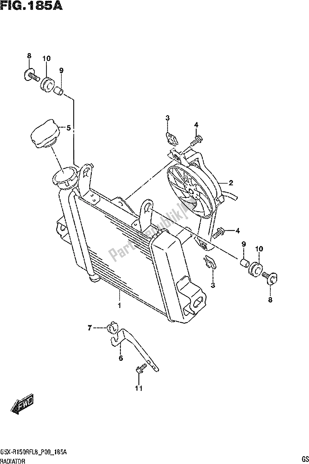 Tutte le parti per il Fig. 185a Radiator del Suzuki Gsx-r 150 RF 2018