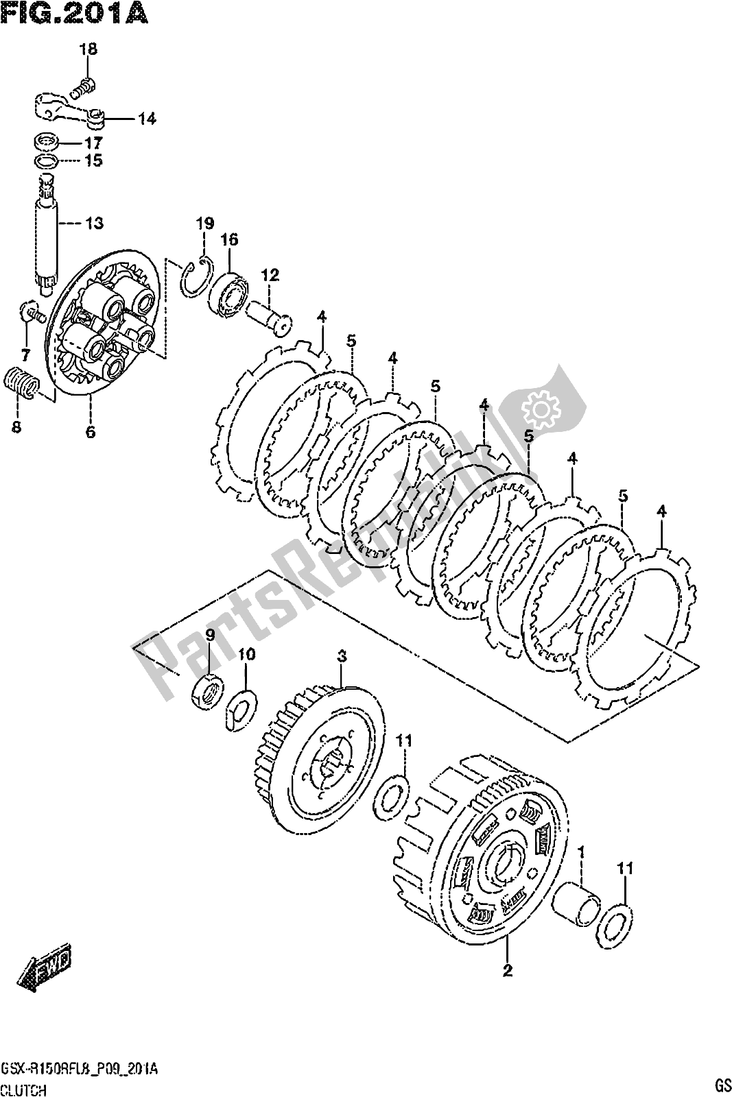 Toutes les pièces pour le Fig. 201a Clutch du Suzuki Gsx-r 150 RF 2018