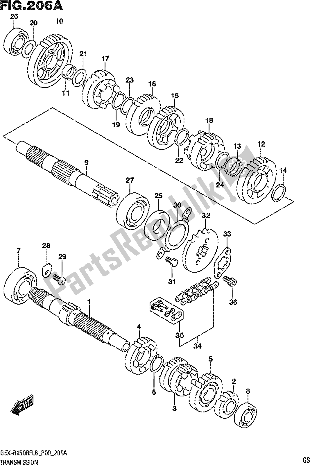 Wszystkie części do Fig. 206a Transmission Suzuki Gsx-r 150 RF 2018