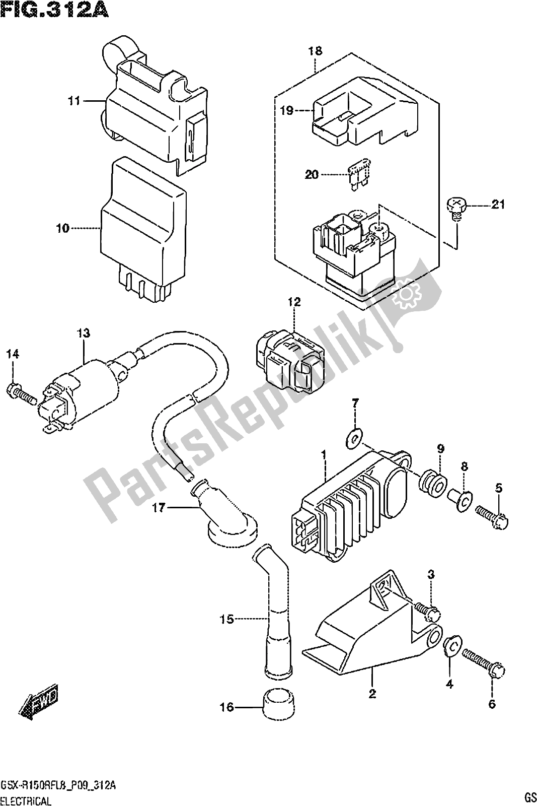 Tutte le parti per il Fig. 312a Electrical del Suzuki Gsx-r 150 RF 2018