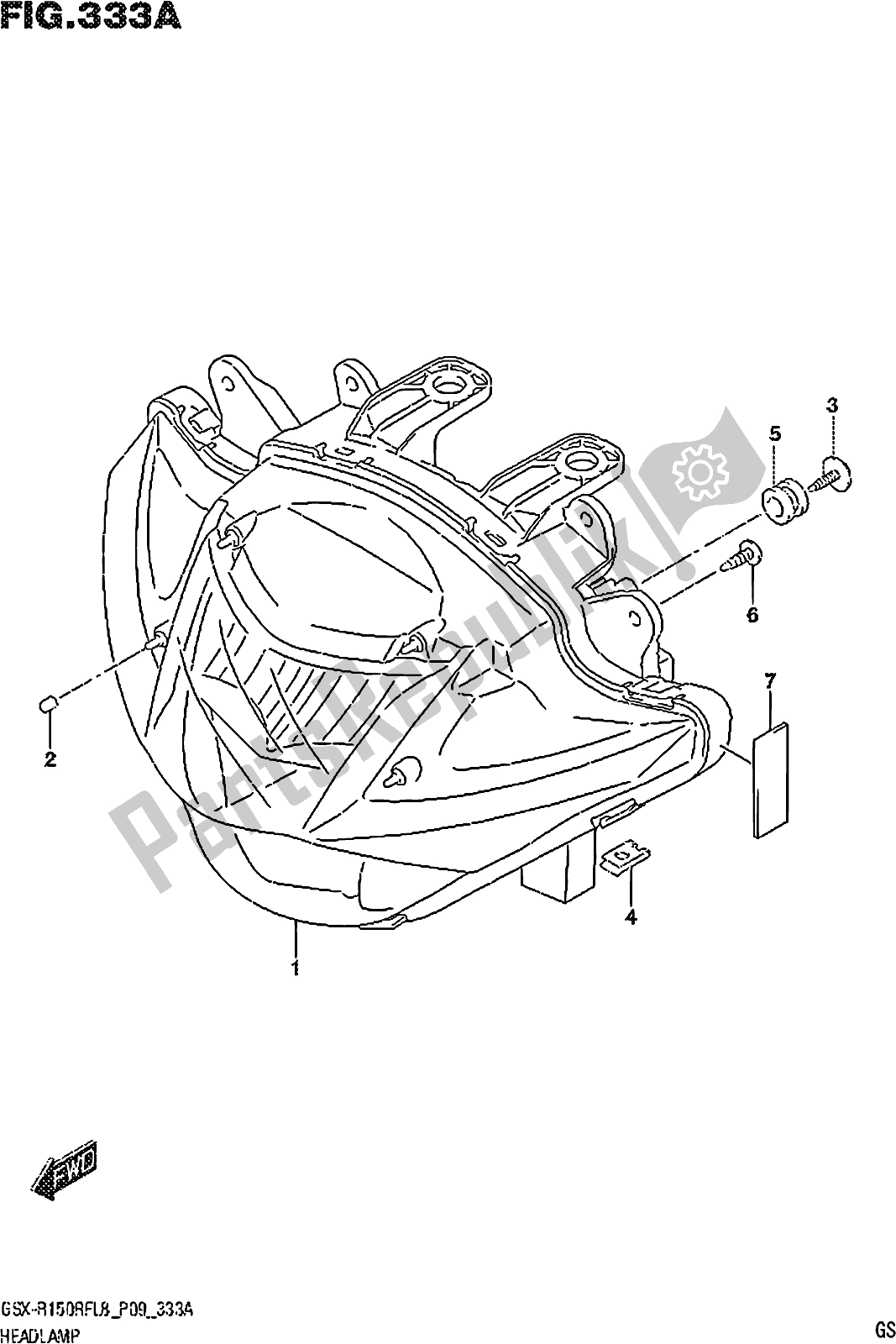 Toutes les pièces pour le Fig. 333a Headlamp du Suzuki Gsx-r 150 RF 2018