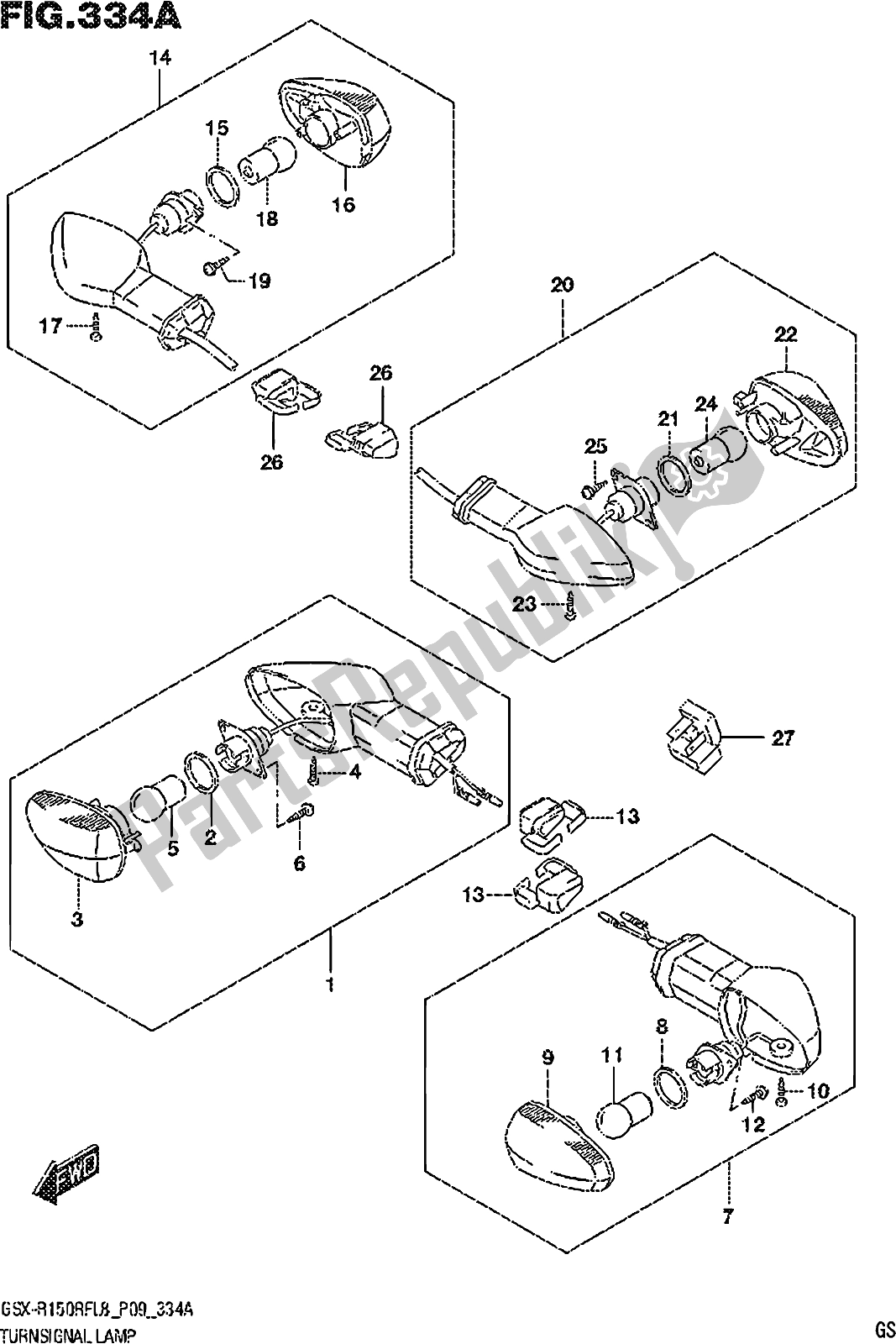 Tutte le parti per il Fig. 334a Turnsignal Lamp del Suzuki Gsx-r 150 RF 2018