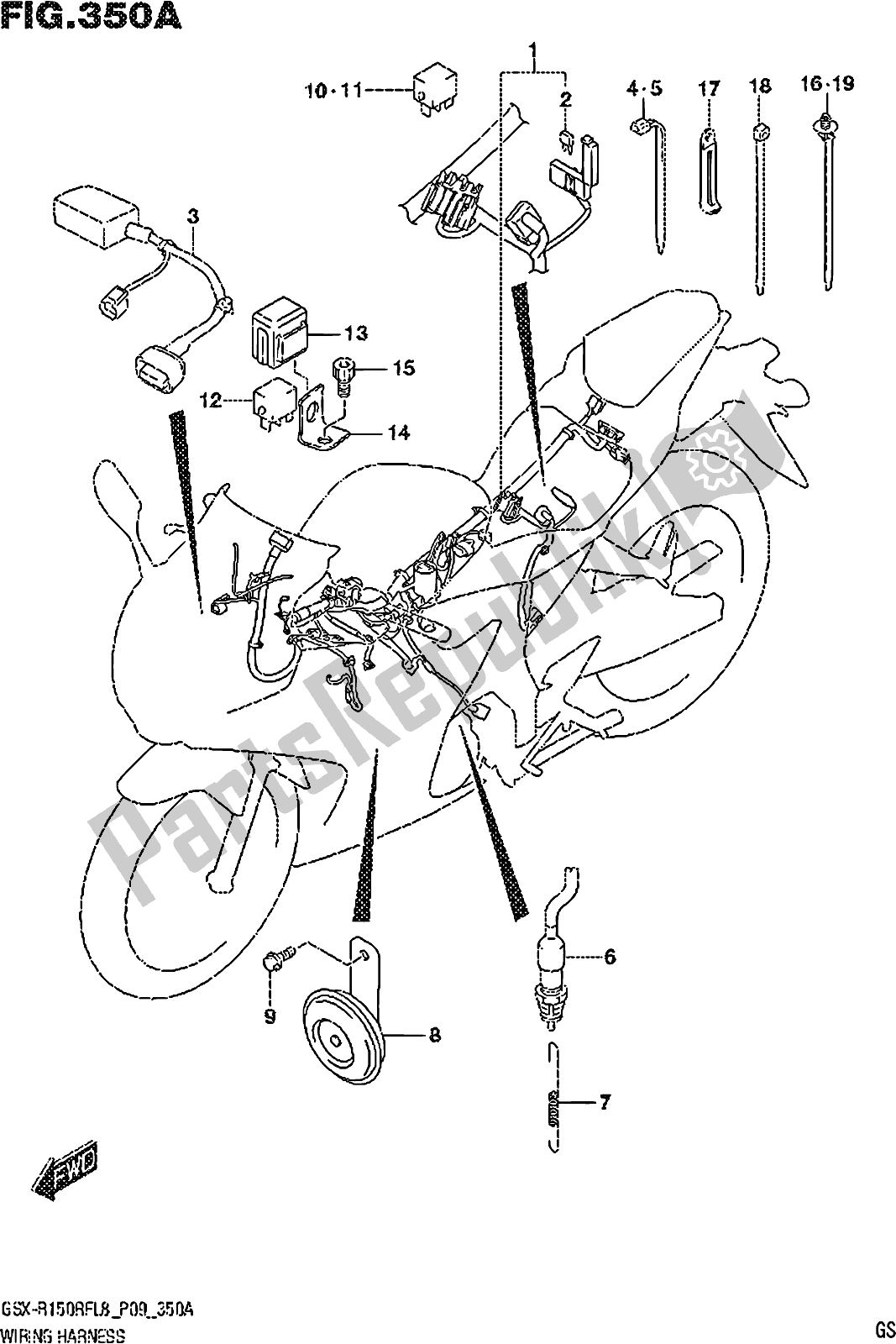 Tutte le parti per il Fig. 350a Wiring Harness del Suzuki Gsx-r 150 RF 2018