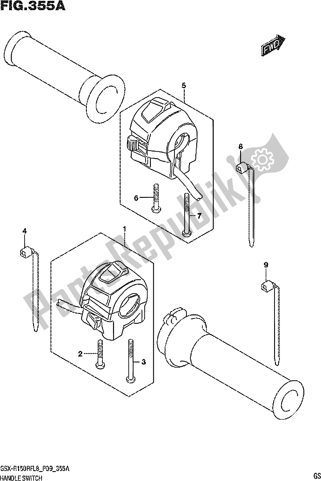 All parts for the Fig. 355a Handle Switch of the Suzuki Gsx-r 150 RF 2018