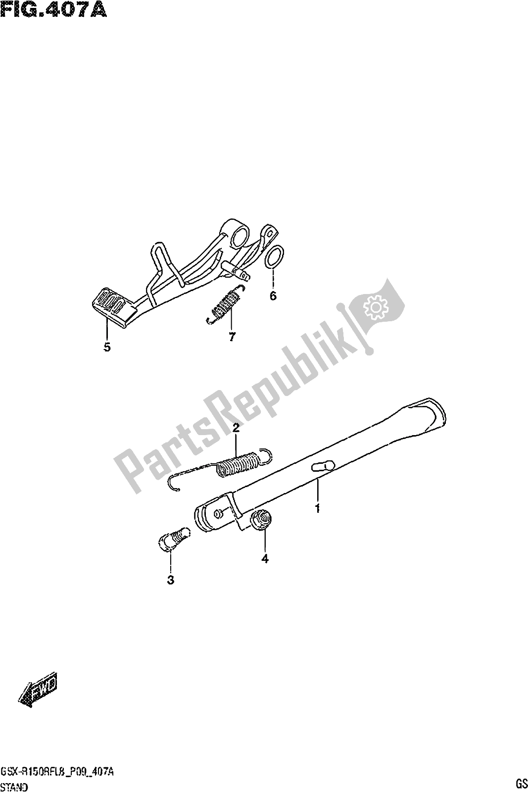 Tutte le parti per il Fig. 407a Stand del Suzuki Gsx-r 150 RF 2018